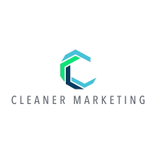 Logo for Cleaner Marketing, featuring a stylized letter 